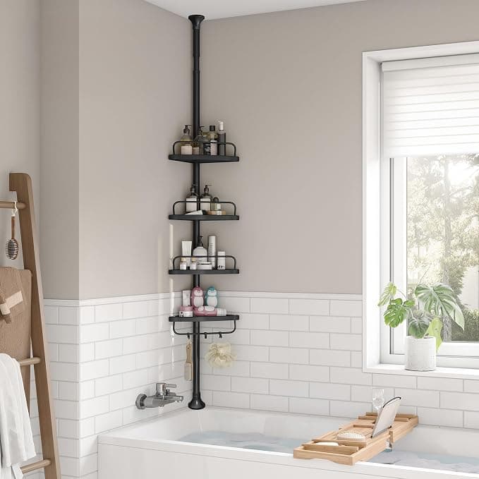 SONGMICS Étagère de Douche Réglable en Hauteur, 4 Niveaux